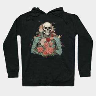 Halloween Memento Mori Skeleton Mummy with Flora Hoodie